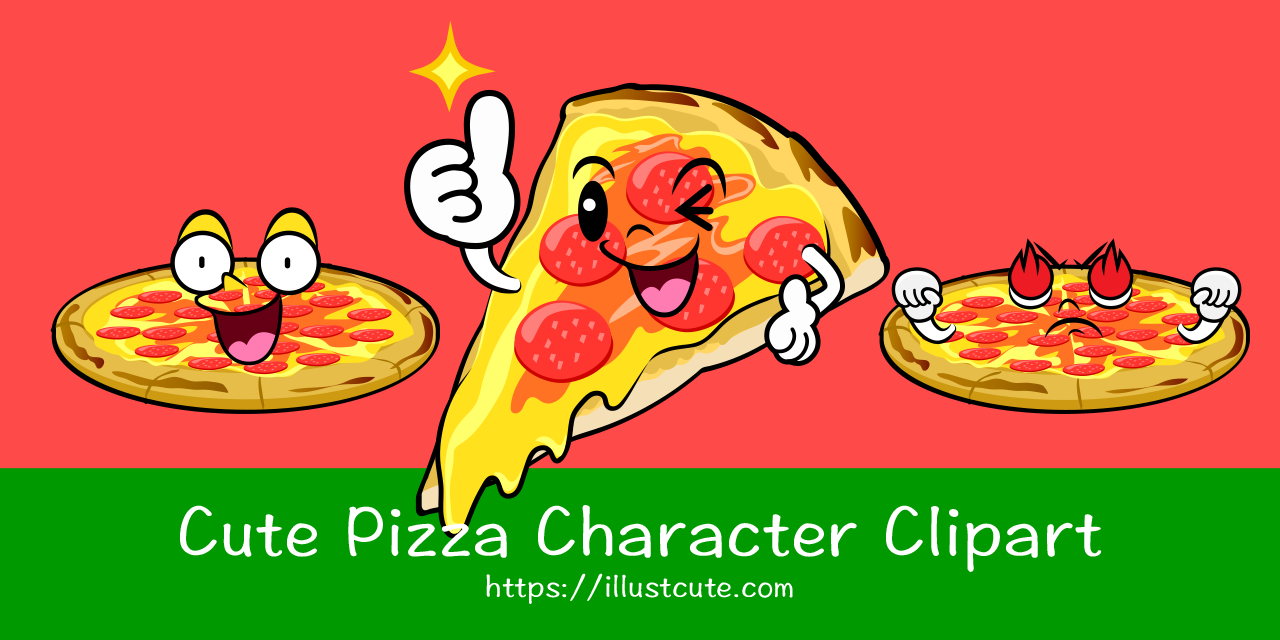 Cute Pizza Character Clipart