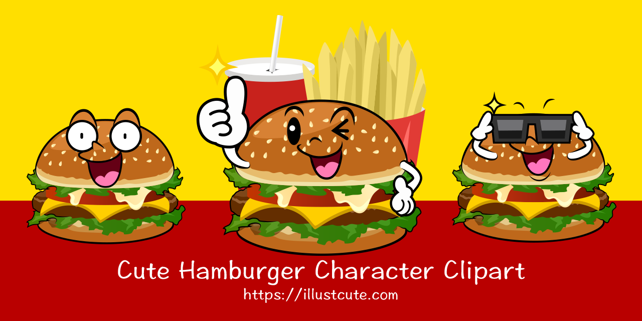 Cute Hamburger Character Clipart