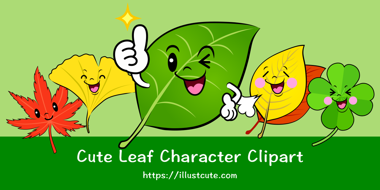 Cute Leaf Character Clipart