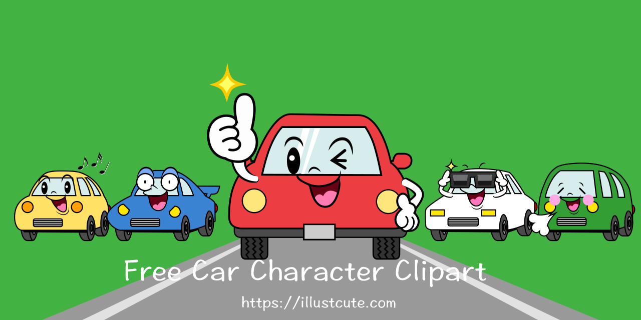 Cute Car Character Clipart