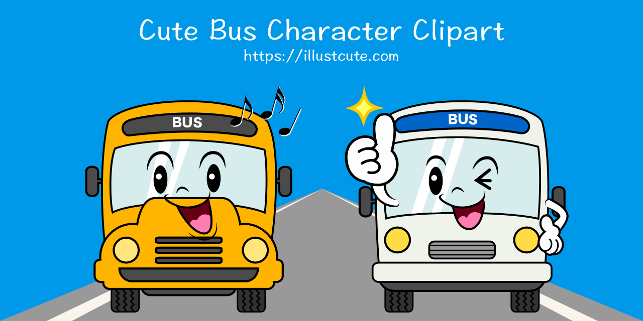 Cute Bus Character Clipart