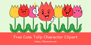 Cute Tulip Character Clipart
