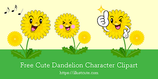 Cute Dandelion Character Clipart