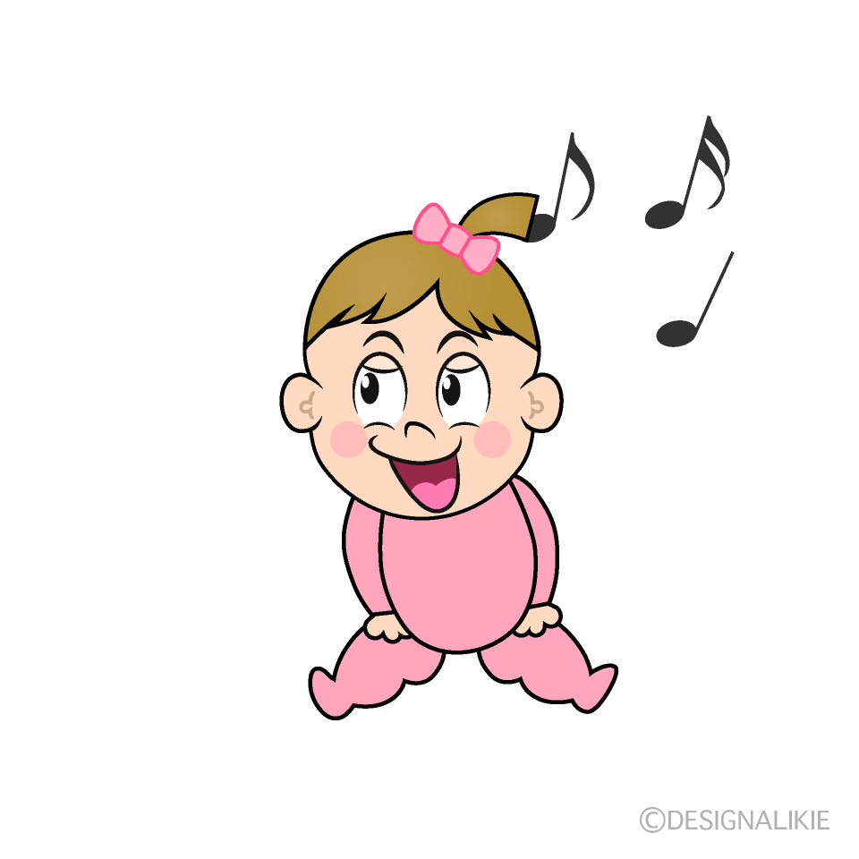 かわいい歌う女の子の赤ちゃんイラスト