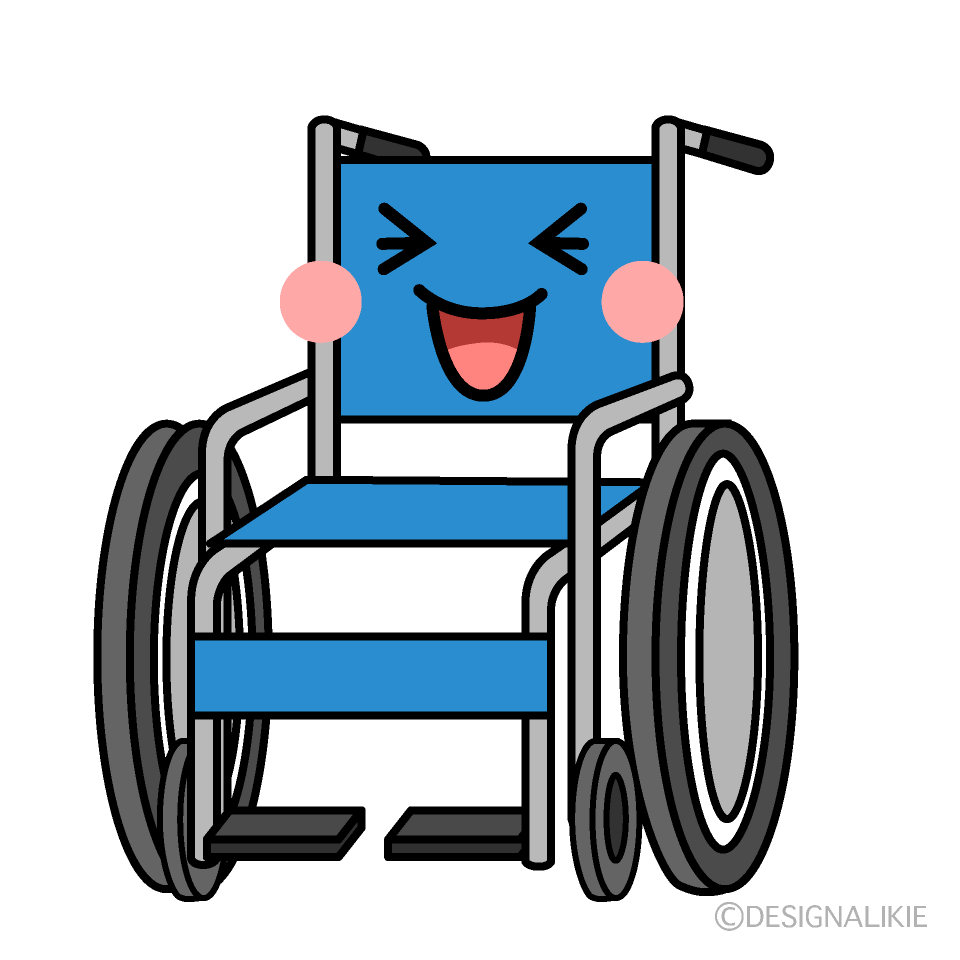 かわいい笑う車椅子イラスト