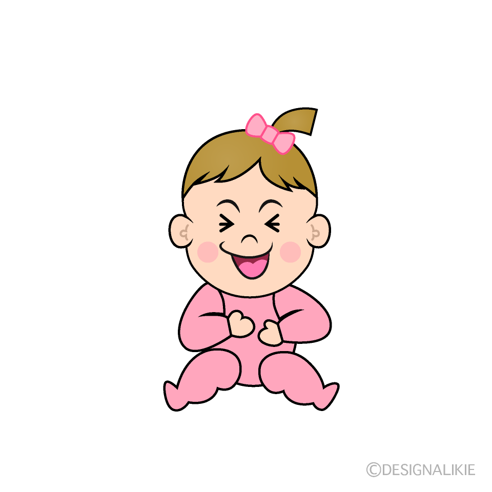 かわいい笑う女の子の赤ちゃんイラスト