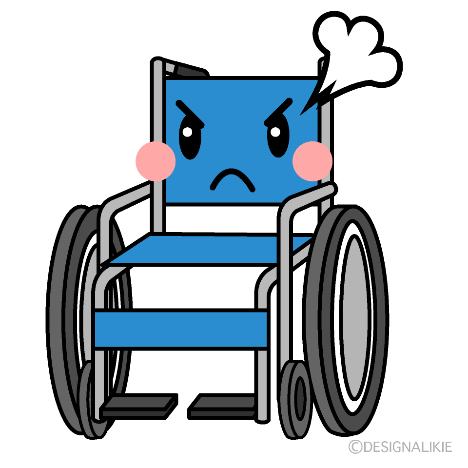 かわいい怒る車椅子イラスト