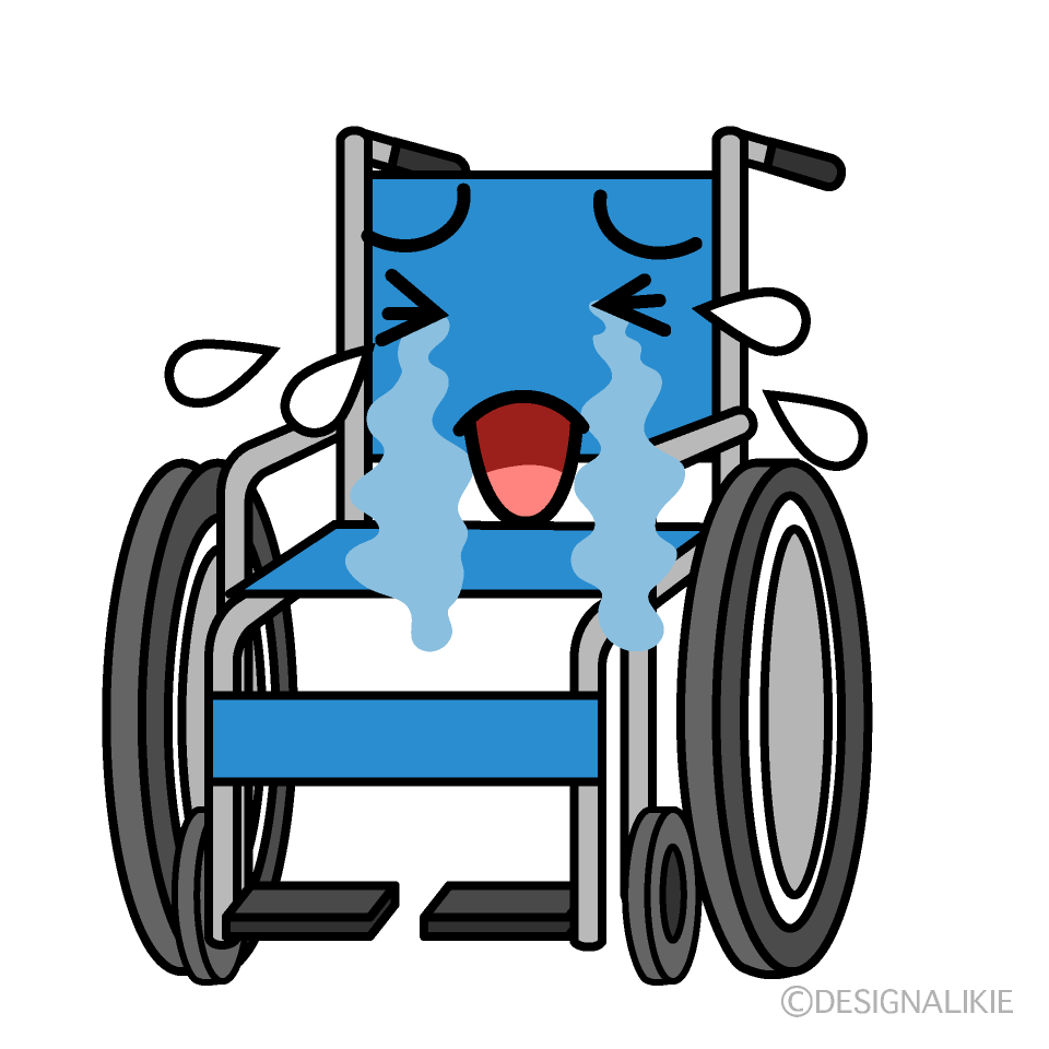 かわいい泣く車椅子のイラスト素材 Illustcute