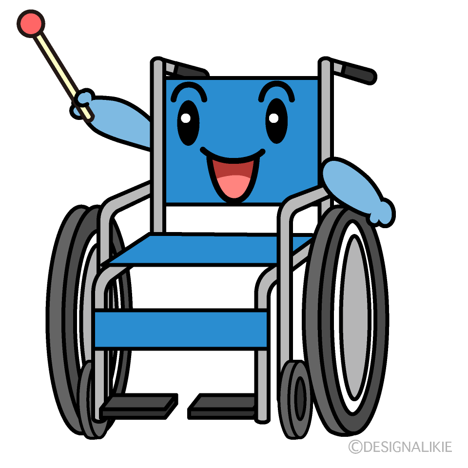 かわいい説明する車椅子イラスト