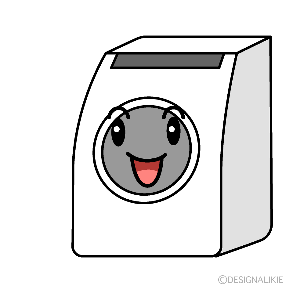かわいい笑顔のドラム式洗濯機イラスト