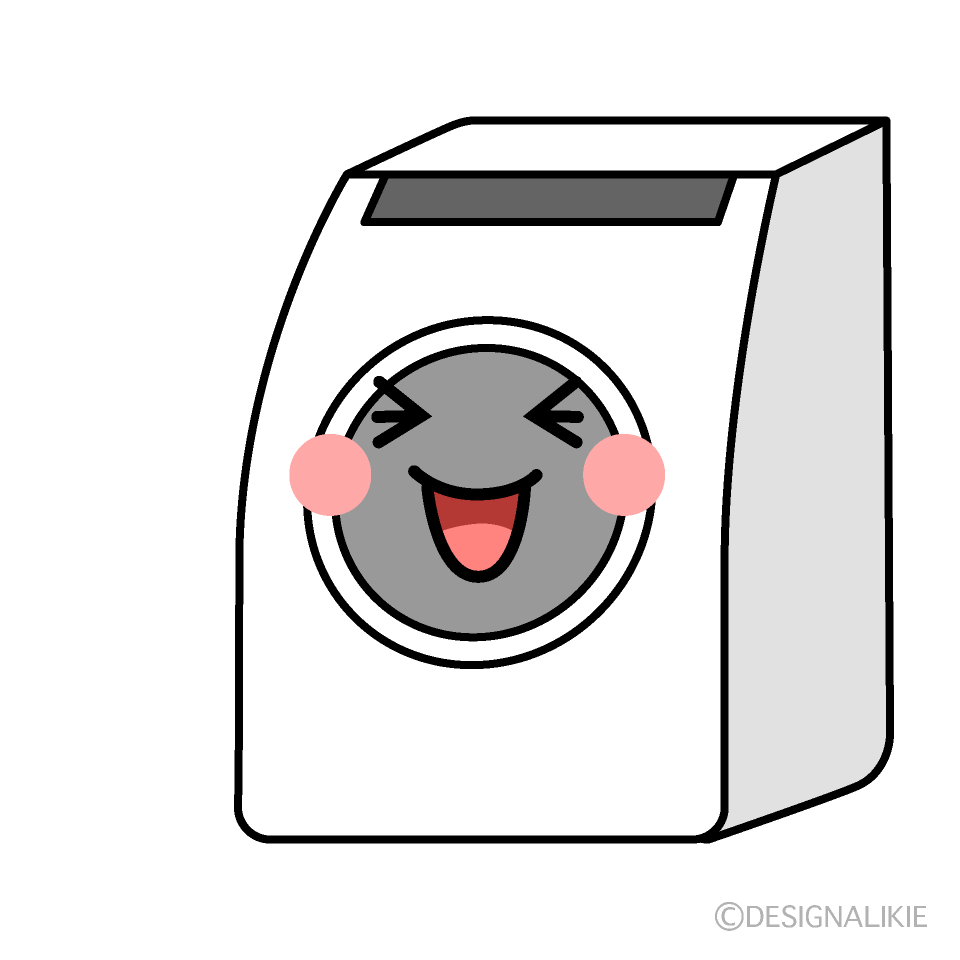 かわいい笑うドラム式洗濯機イラスト