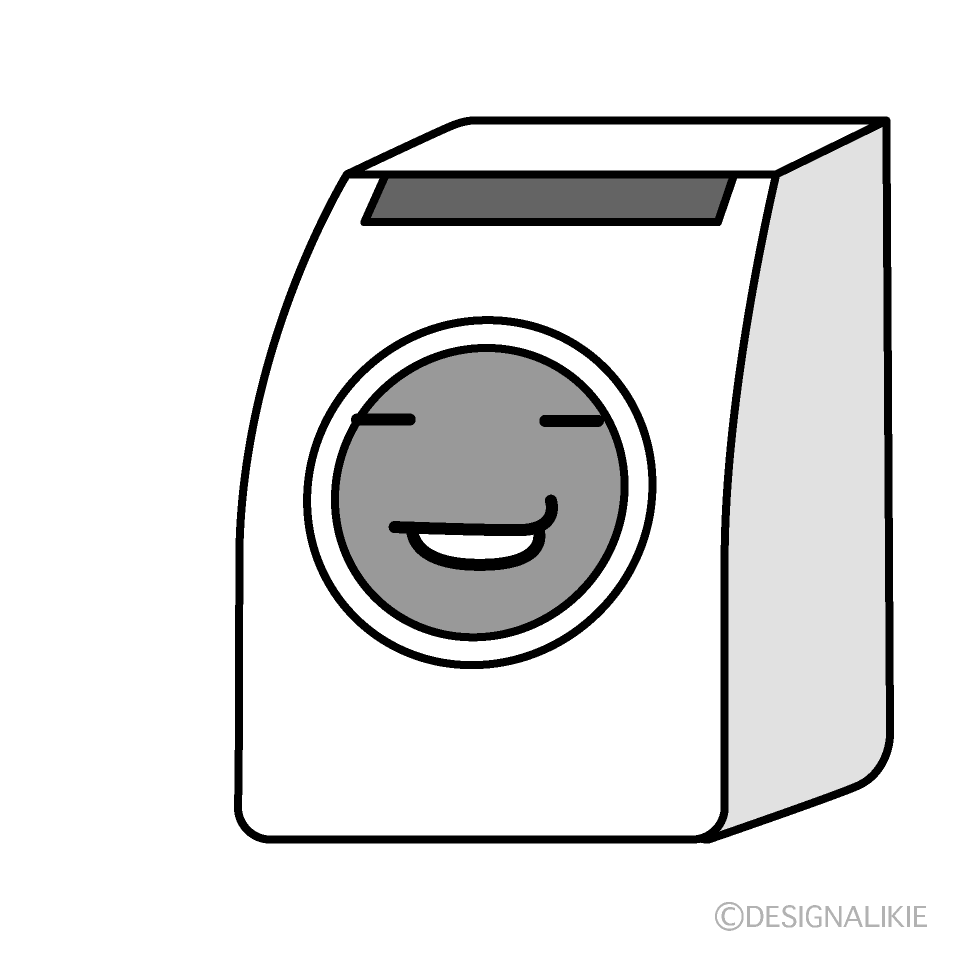 かわいいニヤリのドラム式洗濯機イラスト