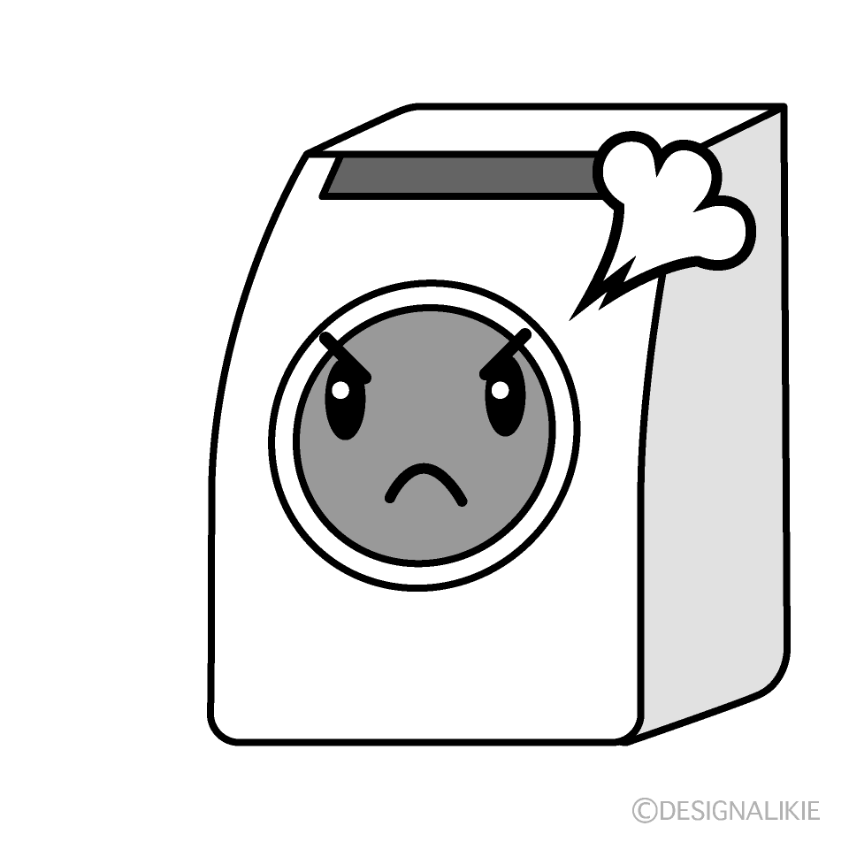 かわいい怒るドラム式洗濯機のイラスト素材 Illustcute