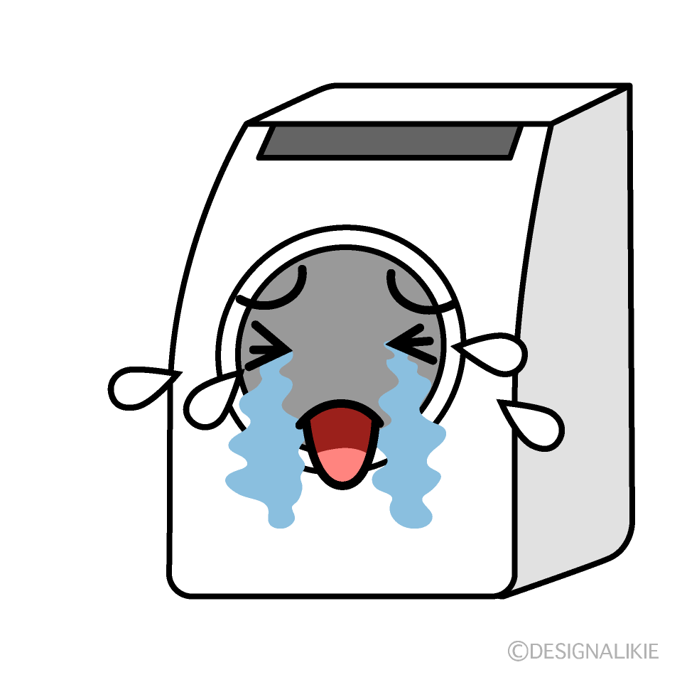 かわいい泣くドラム式洗濯機のイラスト素材 Illustcute