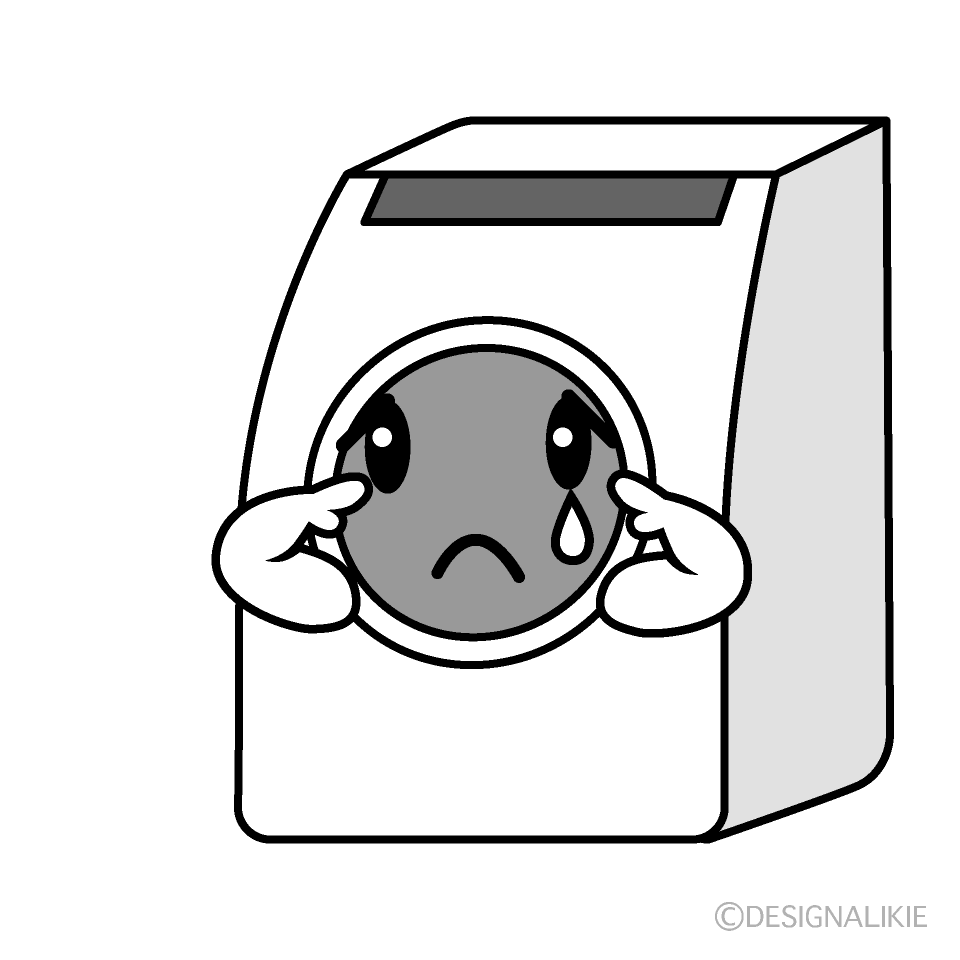 かわいい悲しいドラム式洗濯機イラスト