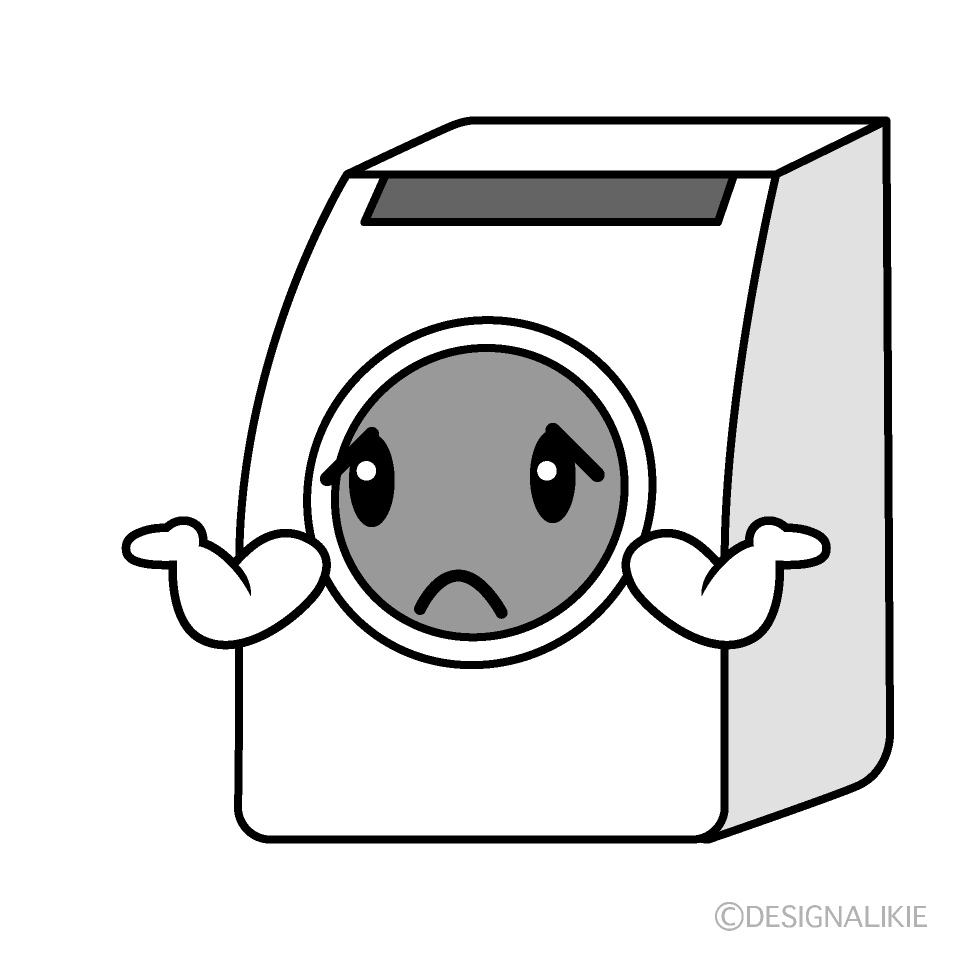 かわいい困るドラム式洗濯機のイラスト素材 Illustcute