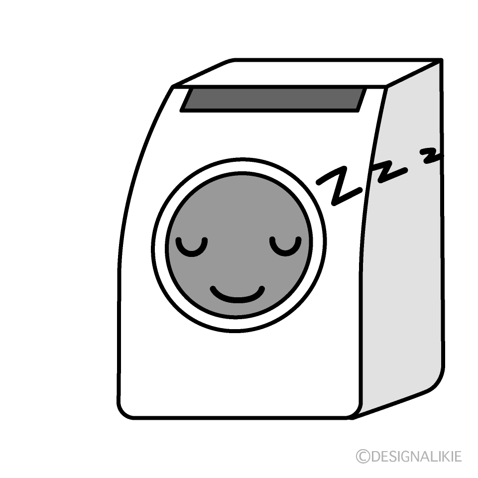 かわいい寝るドラム式洗濯機イラスト