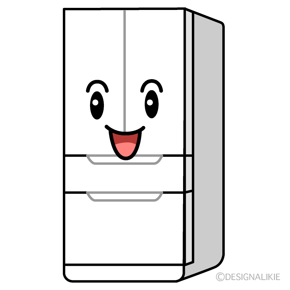 かわいい笑顔の冷蔵庫のイラスト素材 Illustcute