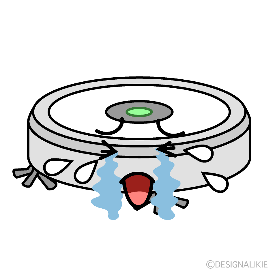 かわいい泣くロボット掃除機のイラスト素材 Illustcute