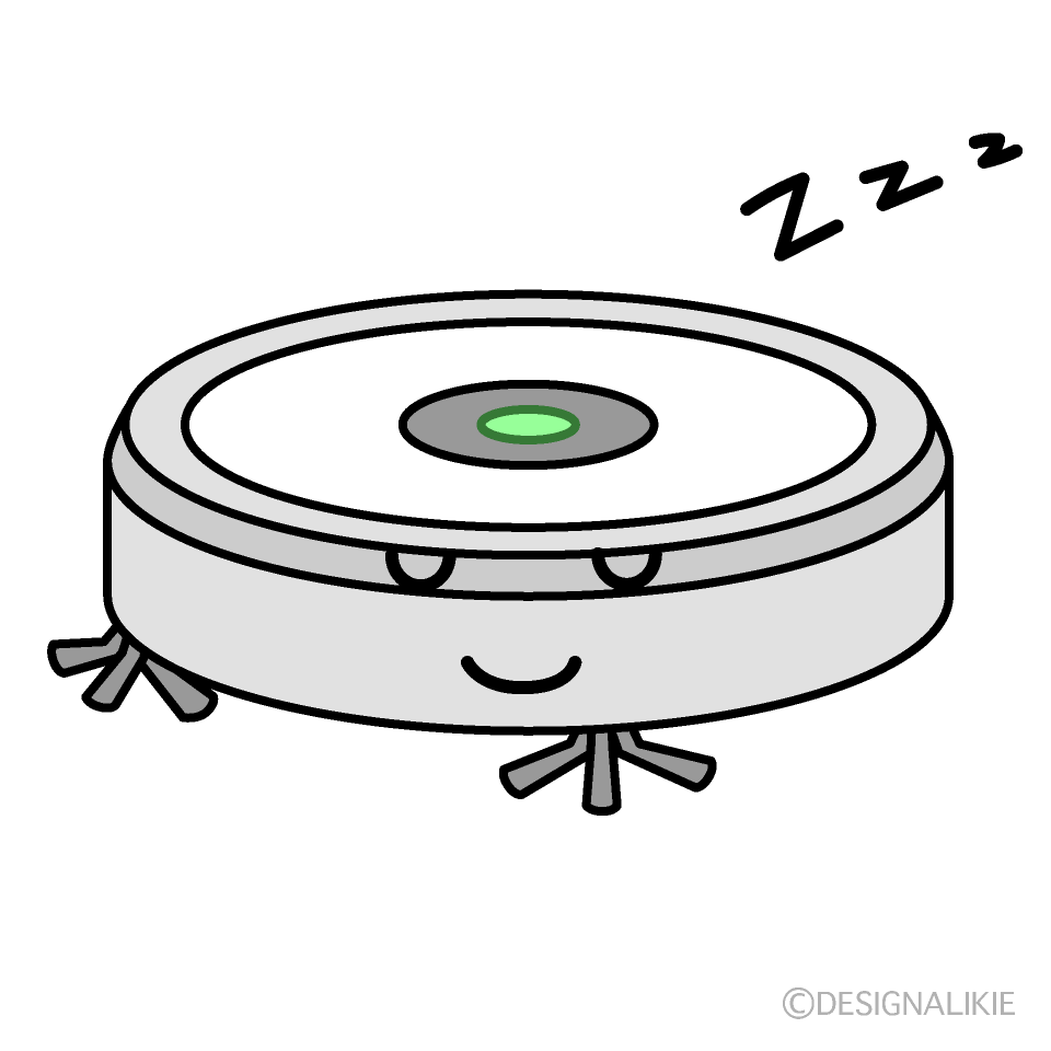 かわいい寝るロボット掃除機イラスト