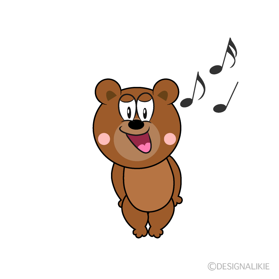 かわいい歌うクマのイラスト素材 Illustcute