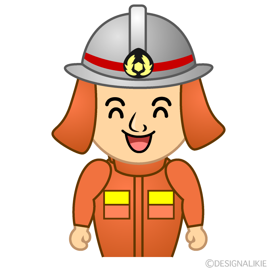 かわいい笑顔の消防士のイラスト素材 Illustcute
