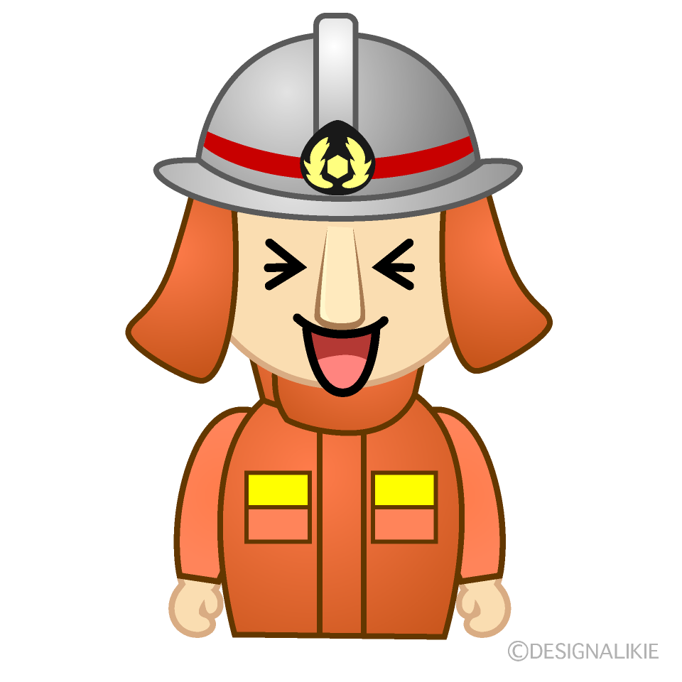 かわいい笑う消防士イラスト