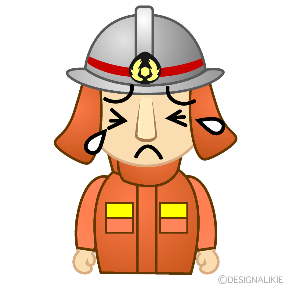 かわいい泣く消防士イラスト