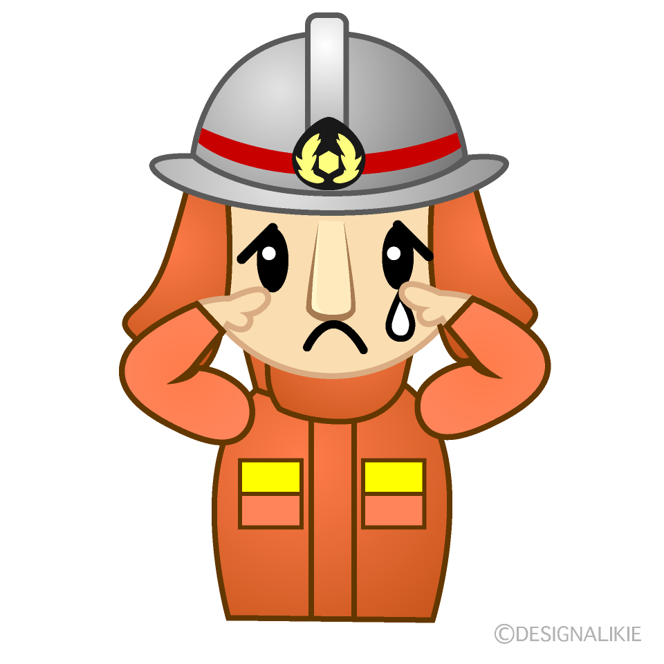 かわいい悲しい消防士イラスト
