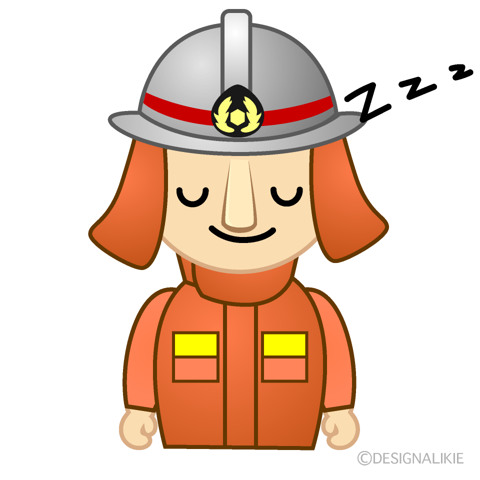 かわいい寝る消防士イラスト