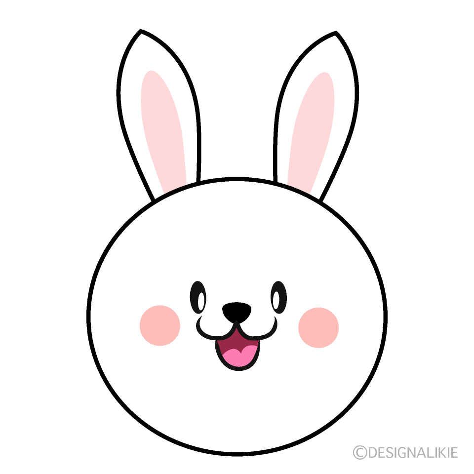 かわいい笑顔の可愛いウサギ顔イラスト