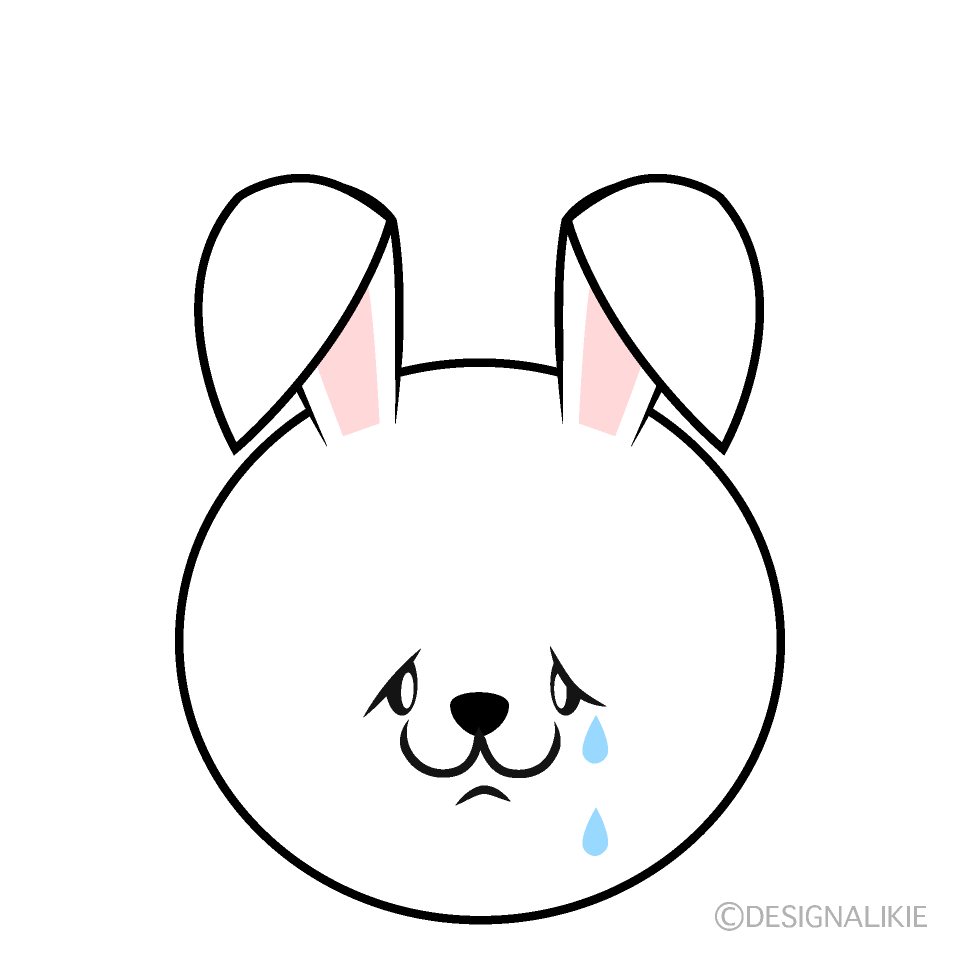 かわいい泣く可愛いウサギ顔イラスト