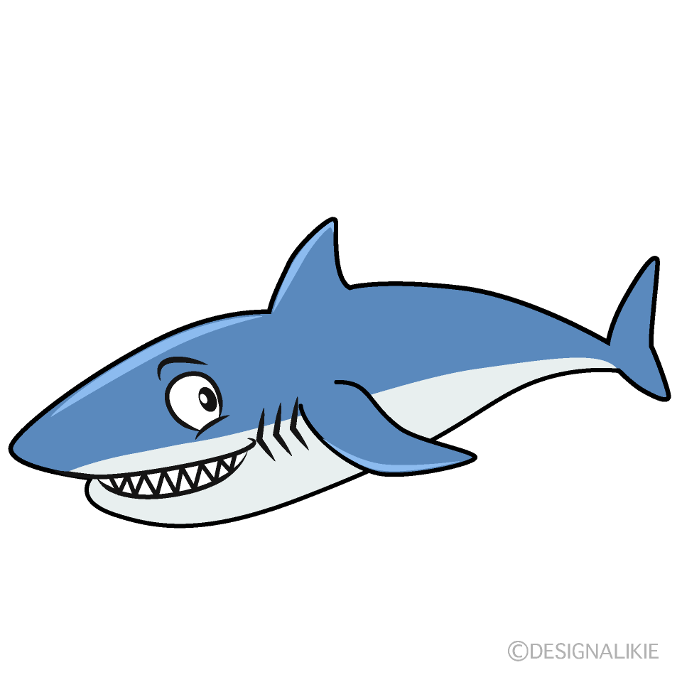 かわいいニヤリとするサメのイラスト素材 Illustcute