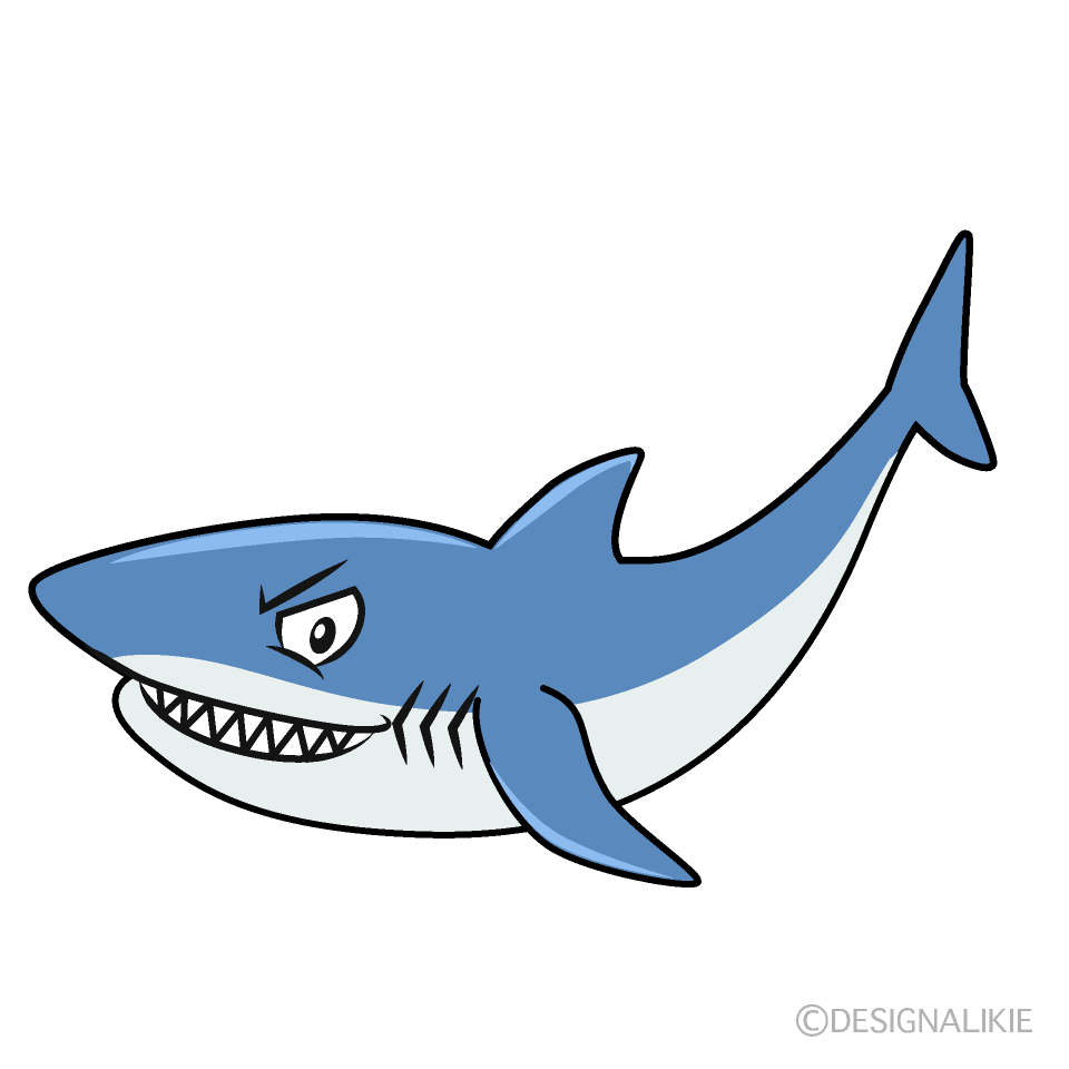 かわいい睨むサメのイラスト素材 Illustcute