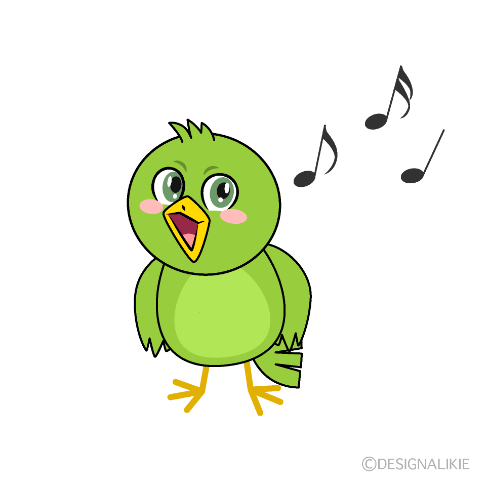 かわいい歌う小鳥イラスト