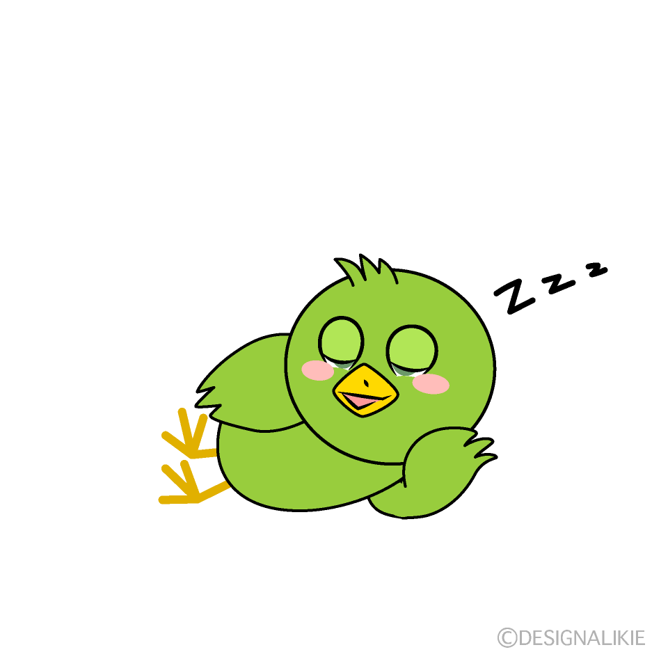 かわいい寝る小鳥イラスト