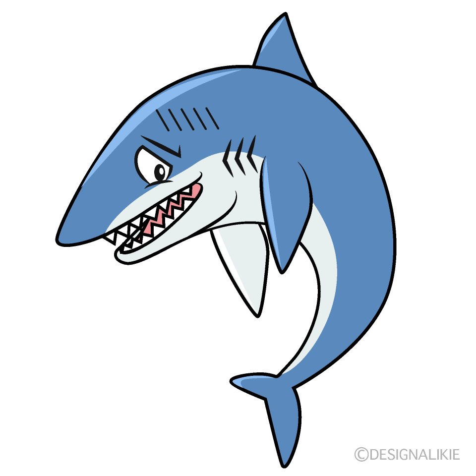 可愛い落ち込むサメのフリーイラスト素材 Illustcute
