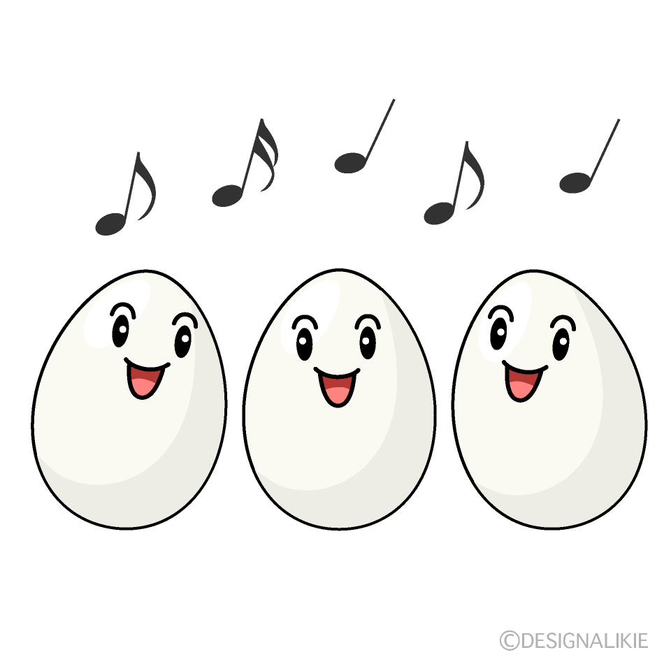 かわいい合唱する卵のイラスト素材 Illustcute