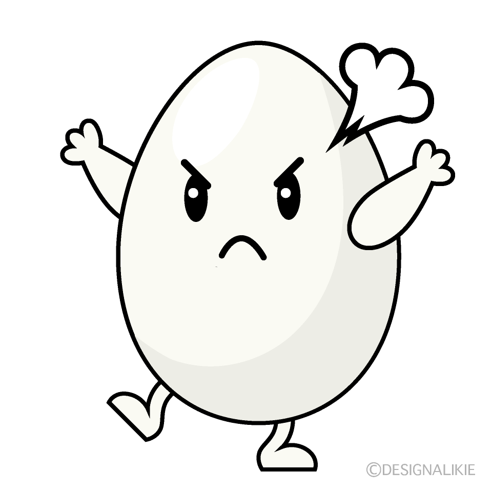 かわいい怒る卵のイラスト素材 Illustcute