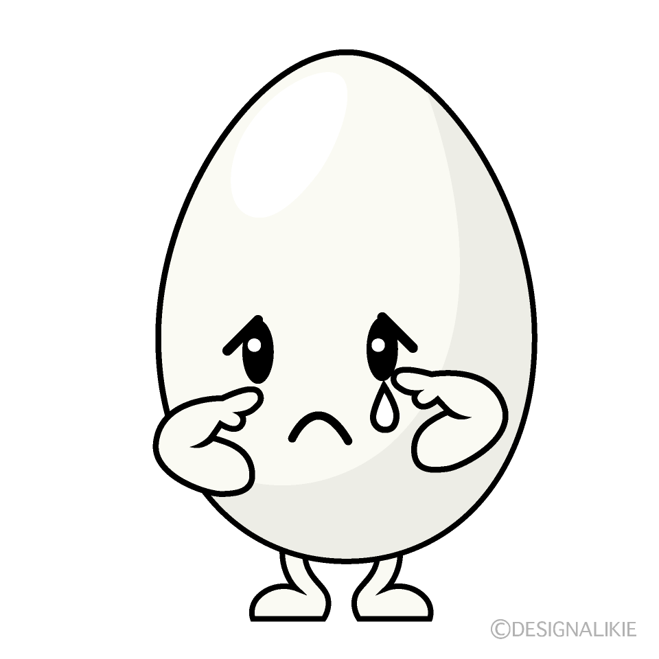 かわいい泣く卵のイラスト素材 Illustcute
