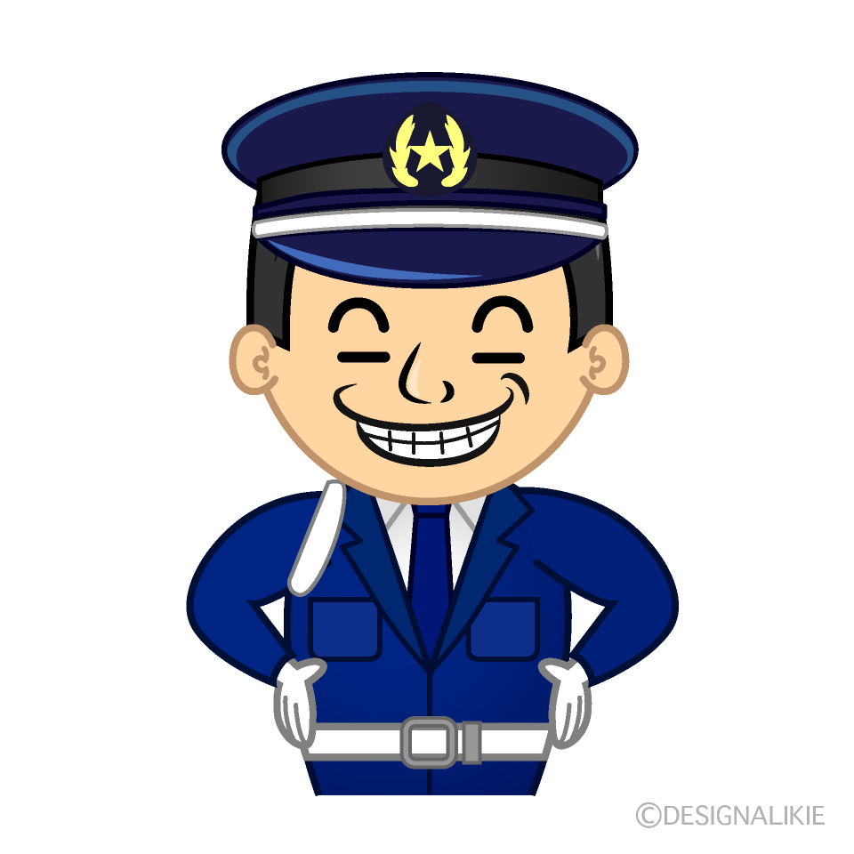 かわいいニヤリとする警備員イラスト