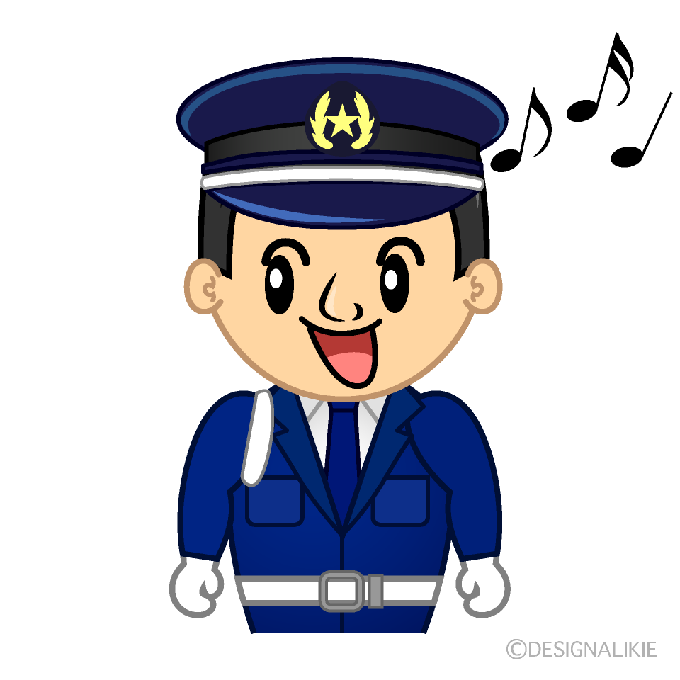 かわいい歌う警備員イラスト