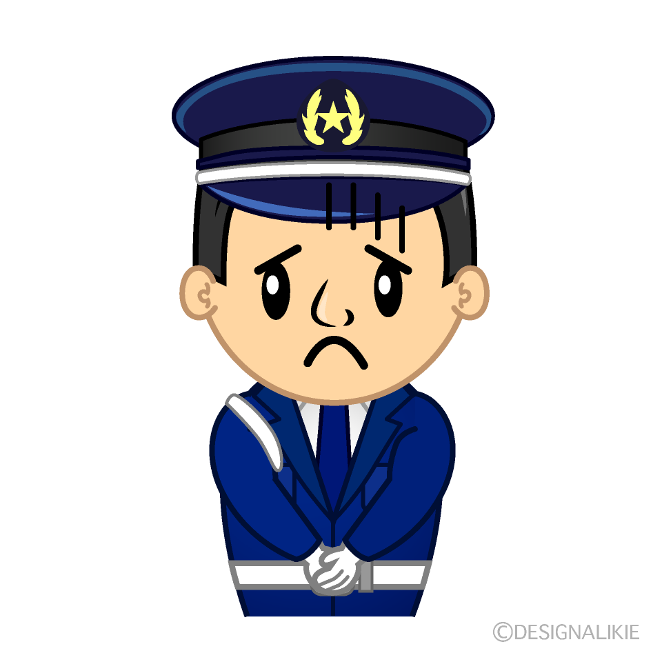 かわいい落ち込む警備員イラスト