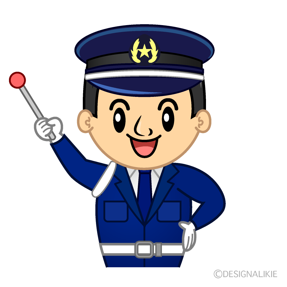 かわいい説明する警備員イラスト