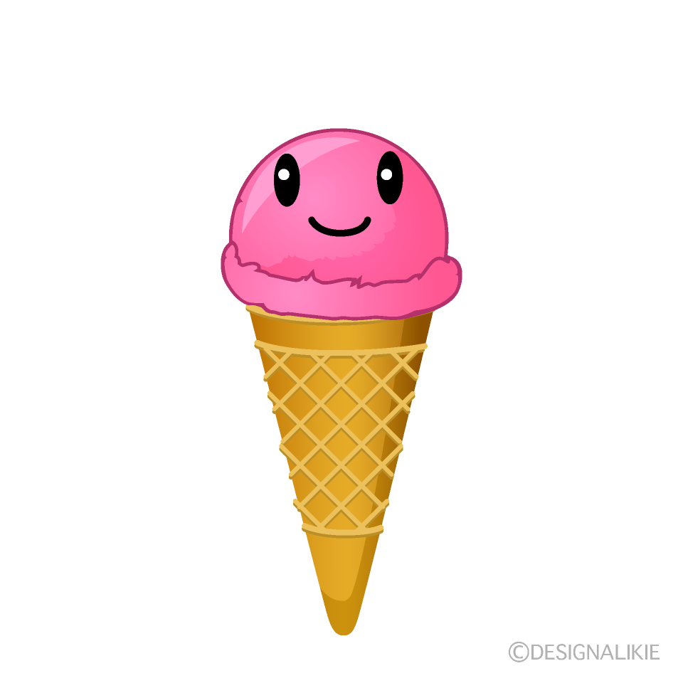 かわいいピンクアイスクリームイラスト