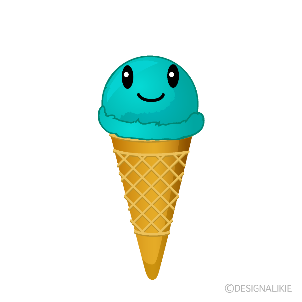 かわいいブルーアイスクリームイラスト
