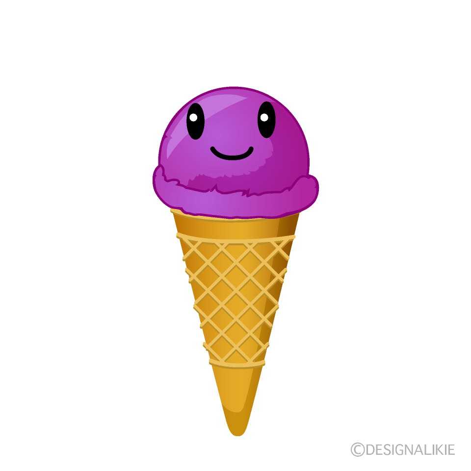 かわいいパープルアイスクリームのイラスト素材 Illustcute
