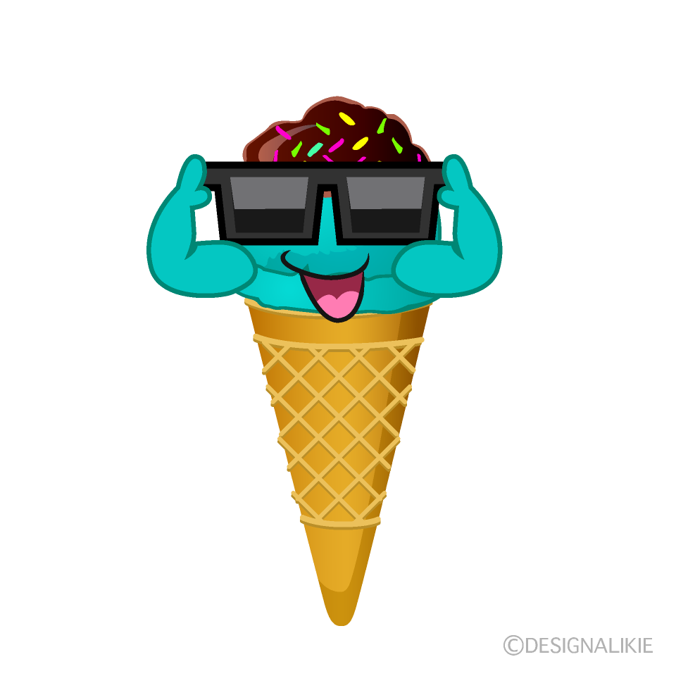 かわいいサングラスのアイスクリームイラスト