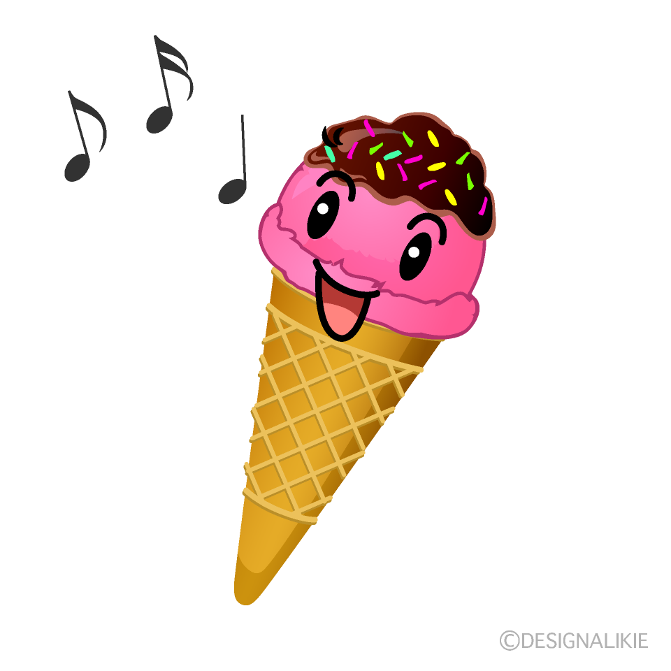 かわいい歌うアイスクリームのイラスト素材 Illustcute