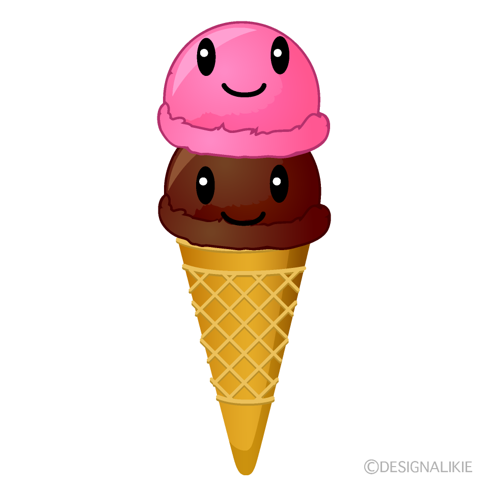 かわいい２カップアイスクリームのイラスト素材 Illustcute